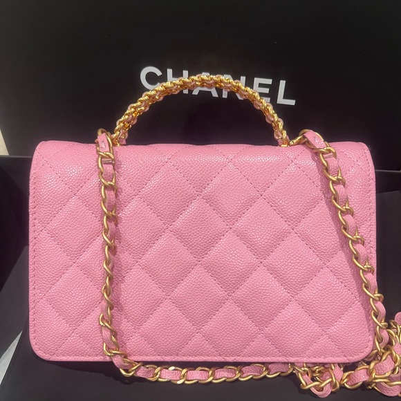 Chanel Caviar Pink Top handle Chanel letter logo crossbody bag - Picture 5 of 9